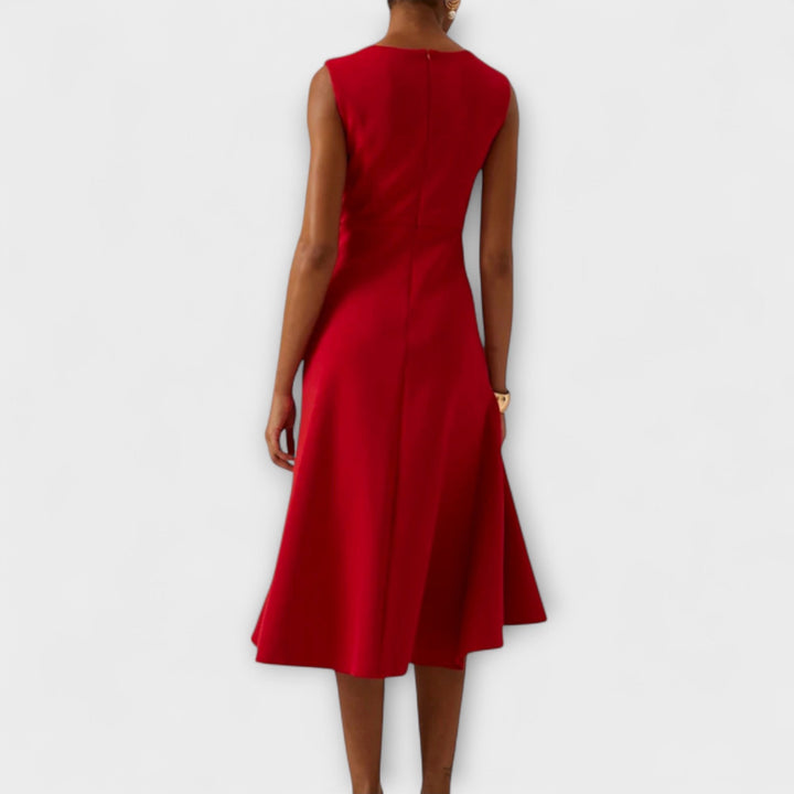 Evelyn | Cosy Draped Asymmetric Cocktail Midi Dress
