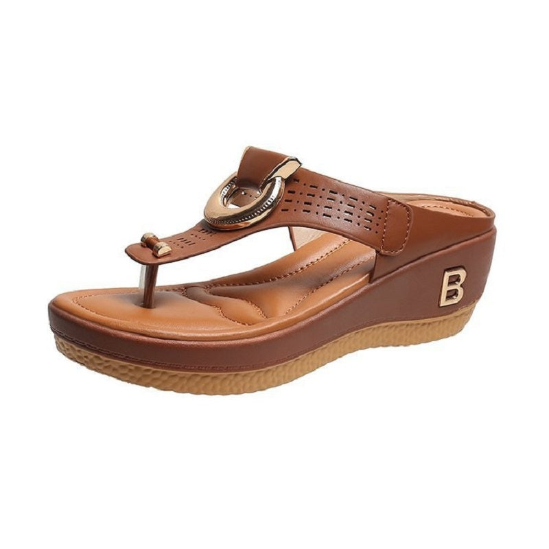 Evelyn | Cosy Wedge Platform Sandals with Thong Strap