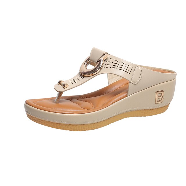 Evelyn | Cosy Wedge Platform Sandals with Thong Strap