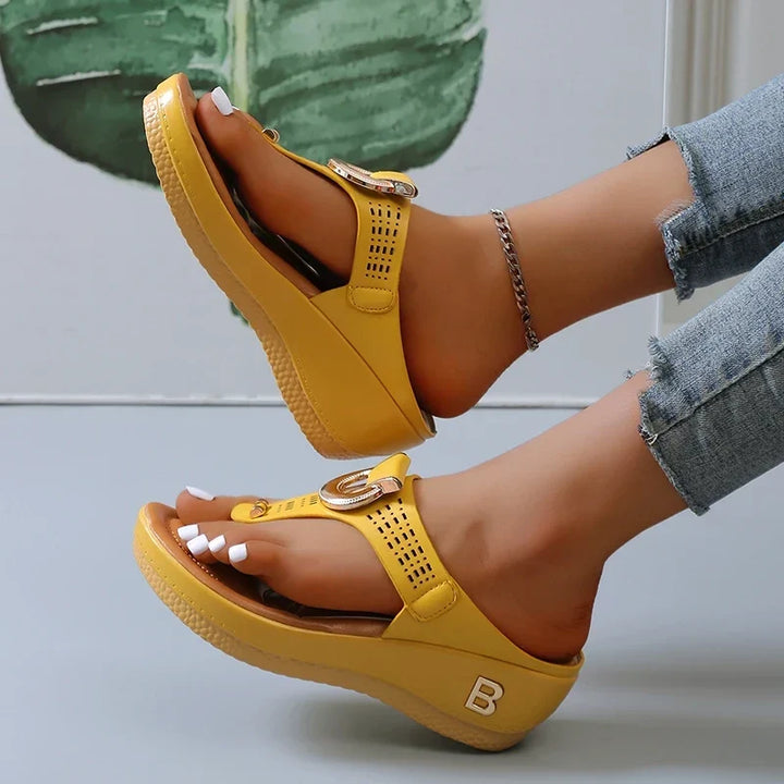Evelyn | Cosy Wedge Platform Sandals with Thong Strap