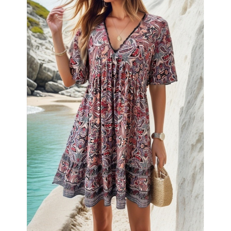 Evelyn | Paisley V-Neck Boho Summer Dresses