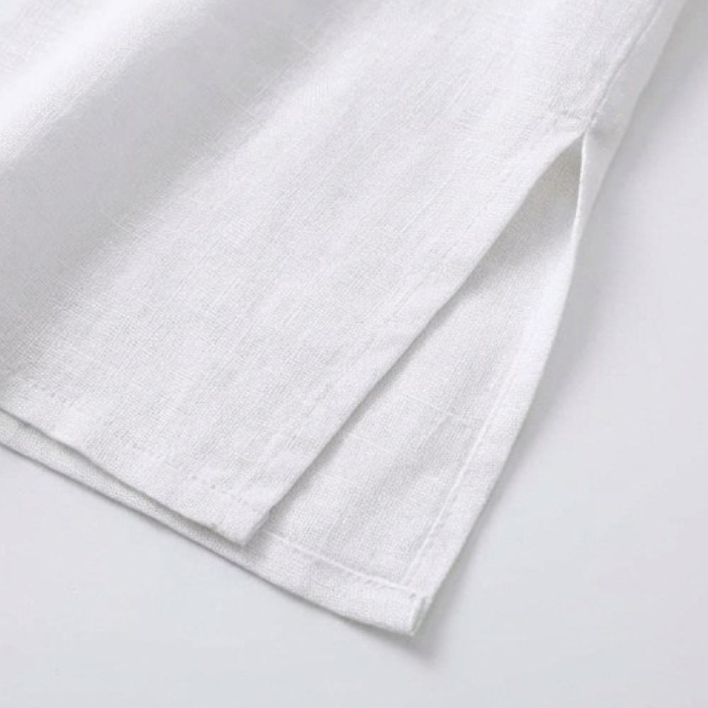 Evie | Graceful Pleat Front Maxi Linen Dress