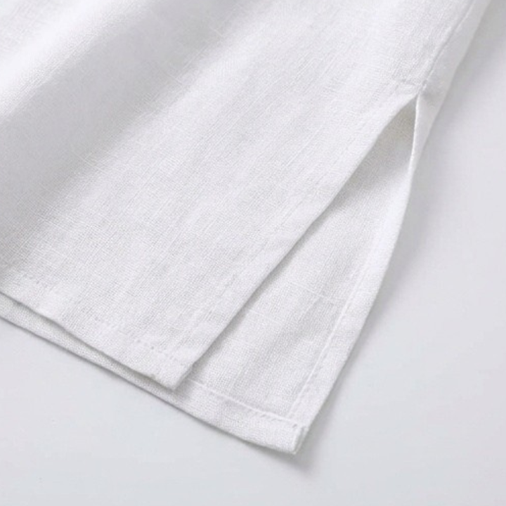 Evie | Graceful Pleat Front Maxi Linen Dress