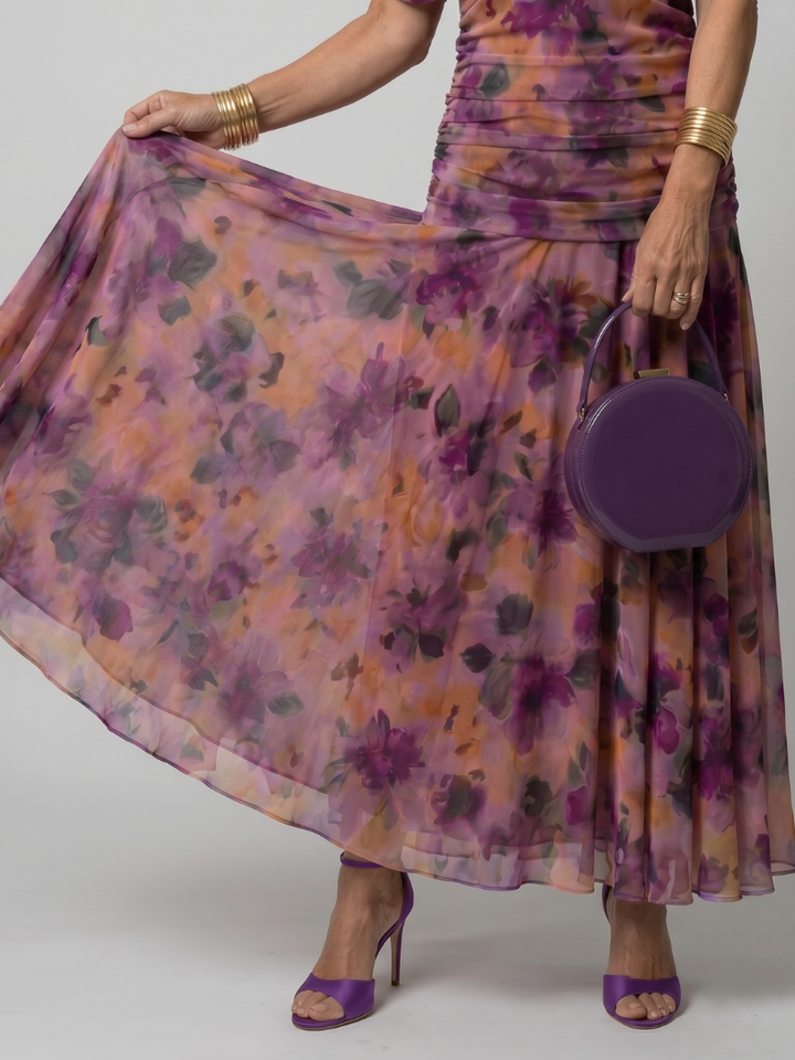 Evie | Refined Floral Draped Boho Dress with Flutter Sleeves