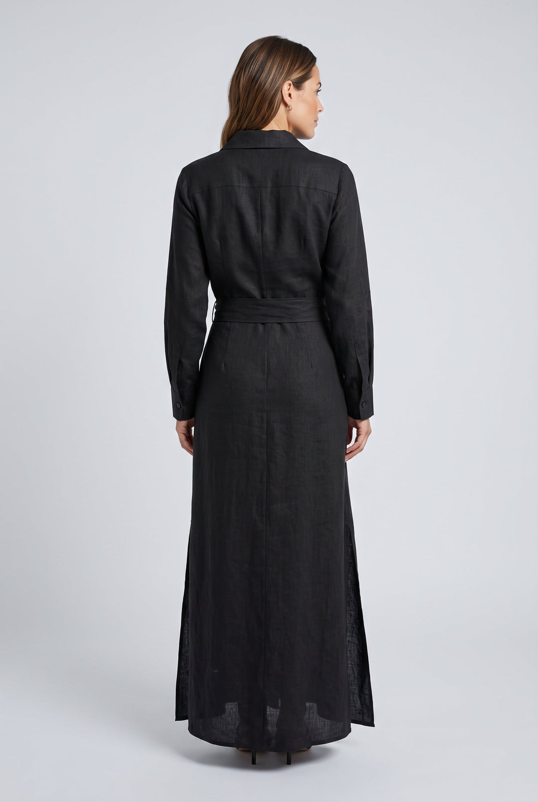 Evie | Relaxed Belted Long Sleeve Linen Dress