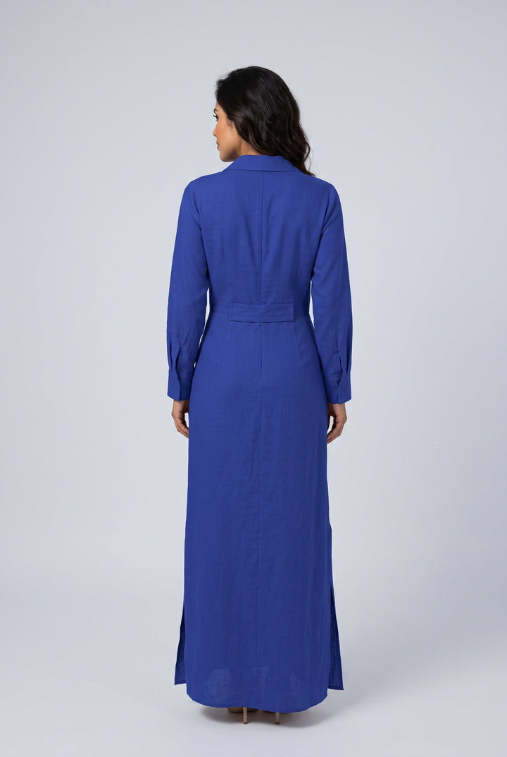 Evie | Relaxed Belted Long Sleeve Linen Dress