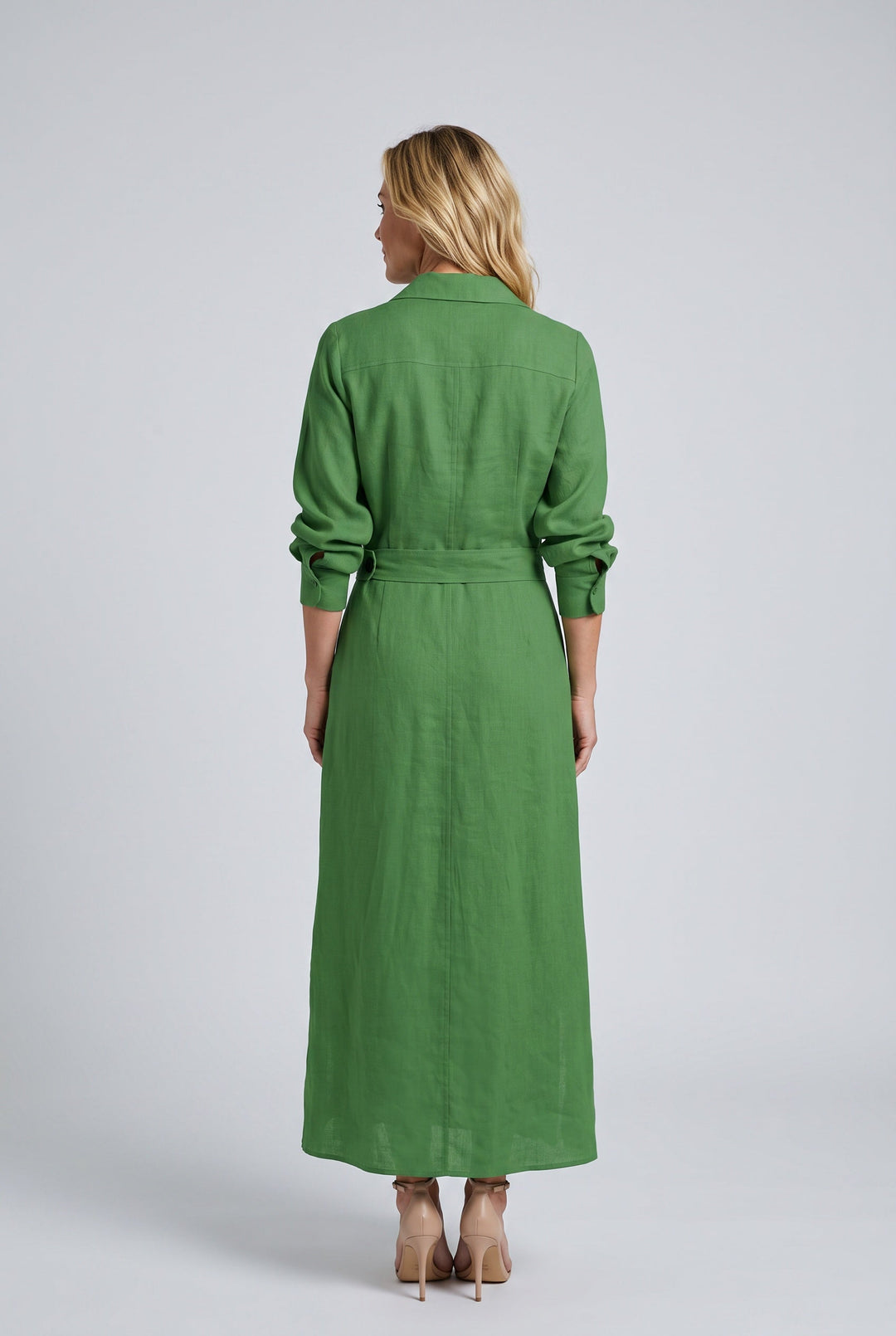 Evie | Relaxed Belted Long Sleeve Linen Dress