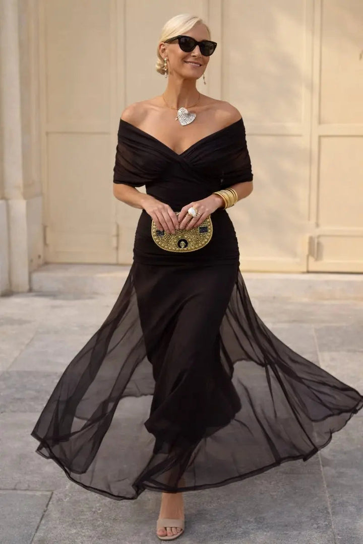 Evie | V-Neck Ruched Waist Maxi Christmas Dress