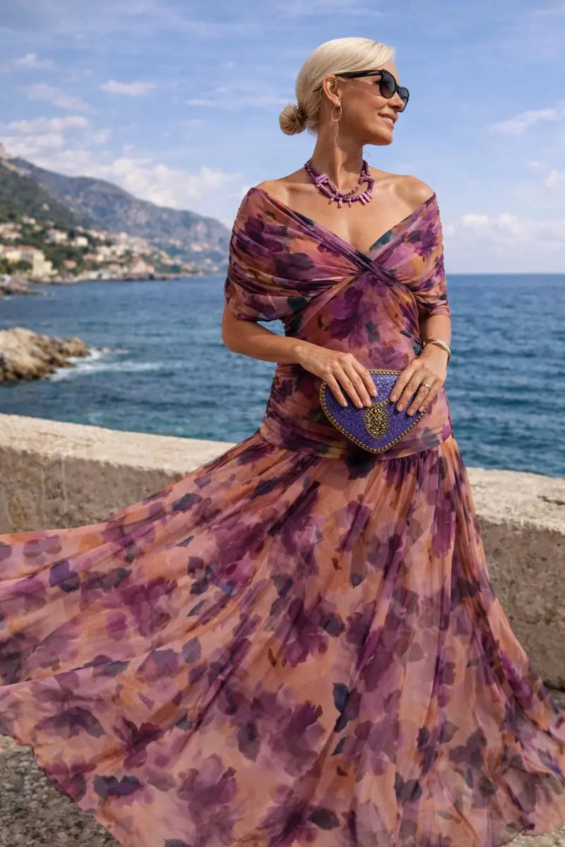 Evie | V-Neck Ruched Waist Maxi Christmas Dress