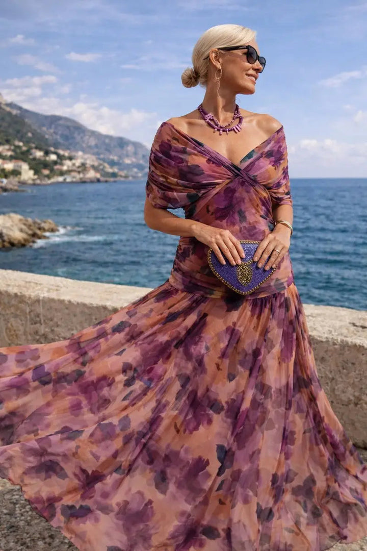Evie | V-Neck Ruched Waist Maxi Christmas Dress