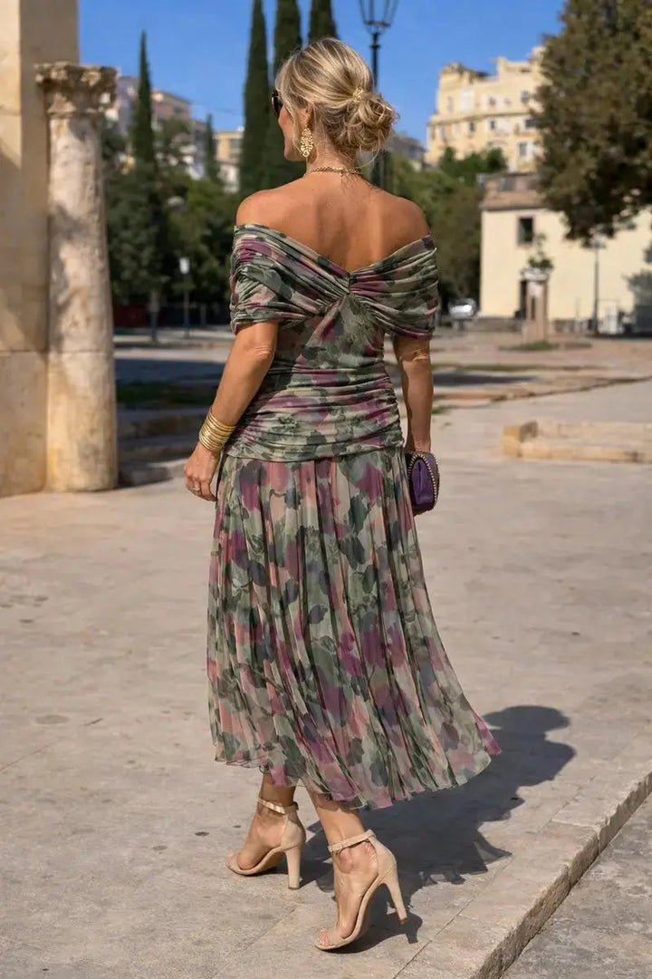 Evie | V-Neck Ruched Waist Maxi Christmas Dress