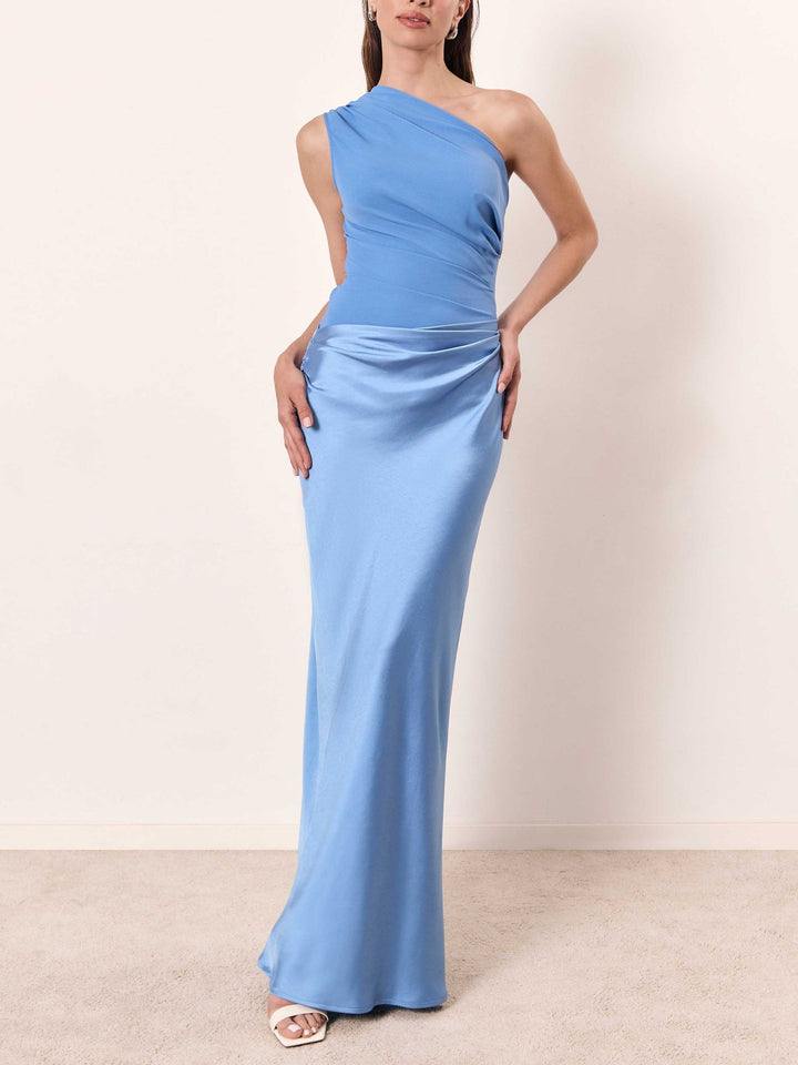 Florence | Effortless Pleated One-Shoulder Maxi Races Dresses