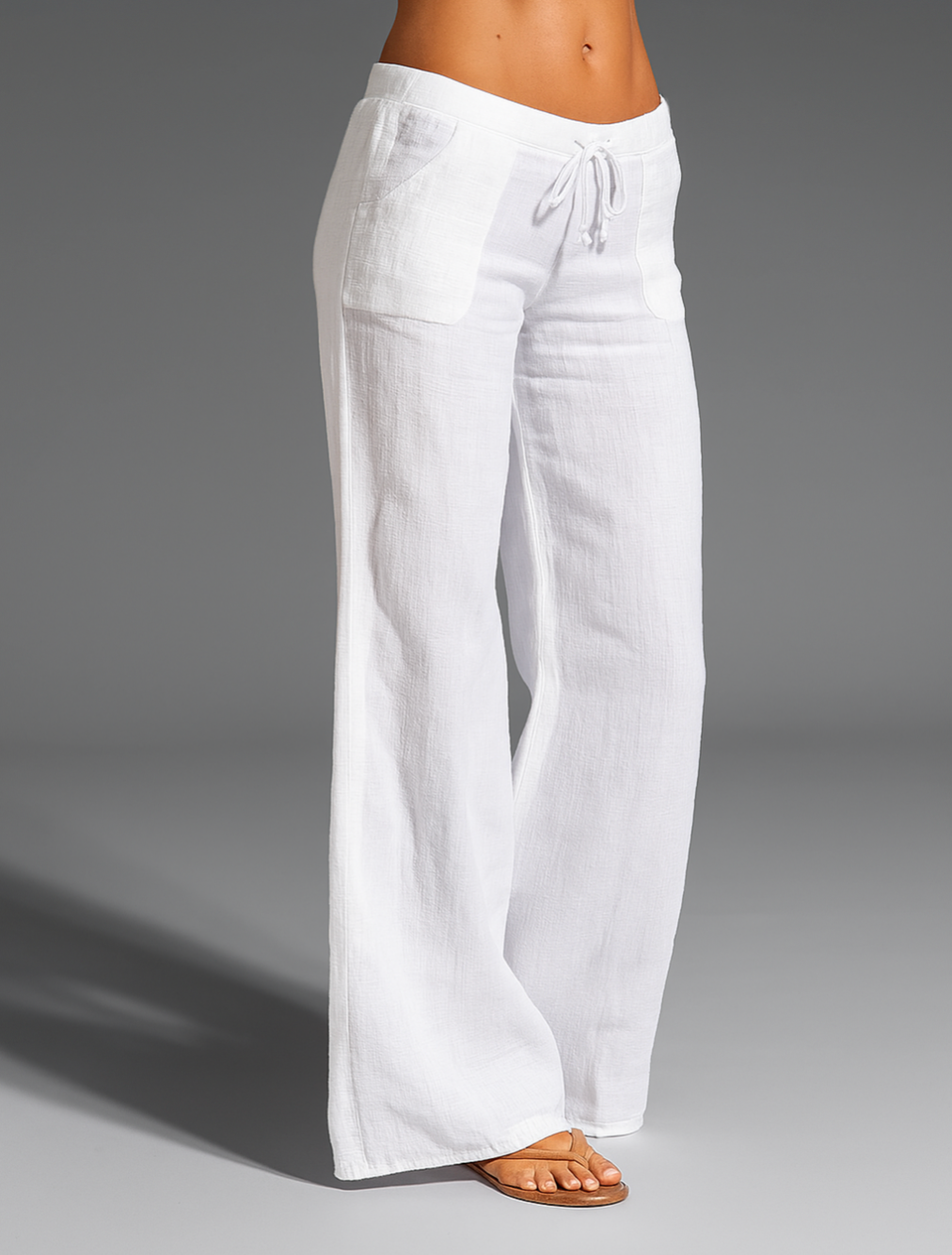 Florence | Polished Wide Leg Linen Pants with Drawstring Waist