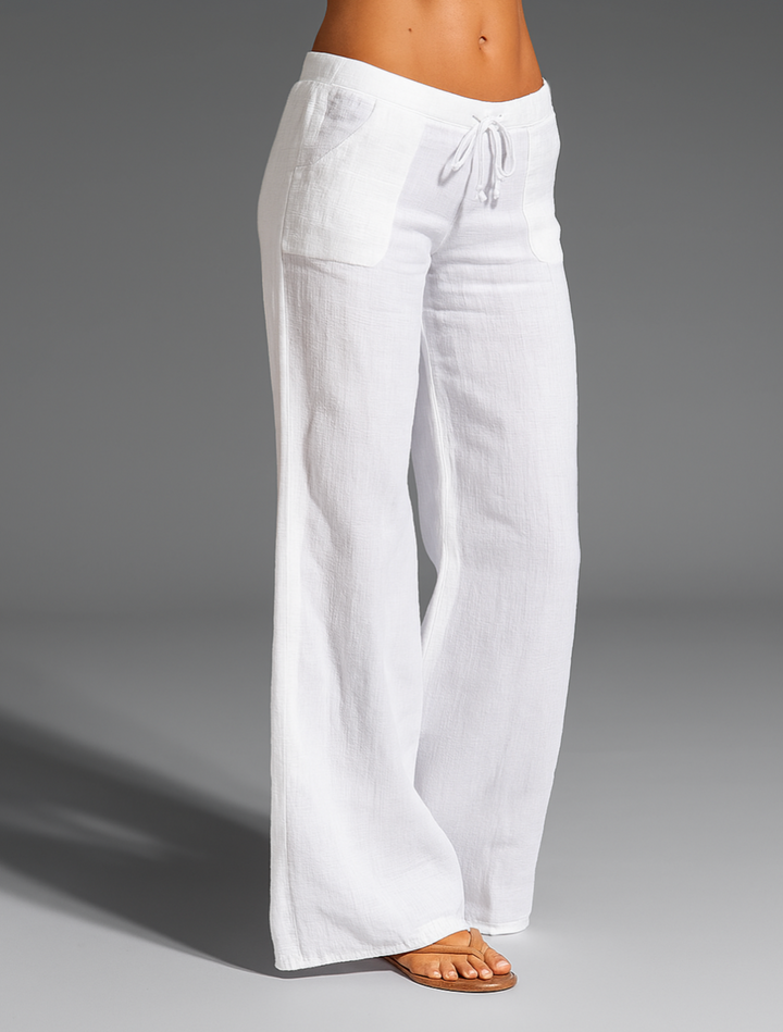 Florence | Polished Wide Leg Linen Pants with Drawstring Waist