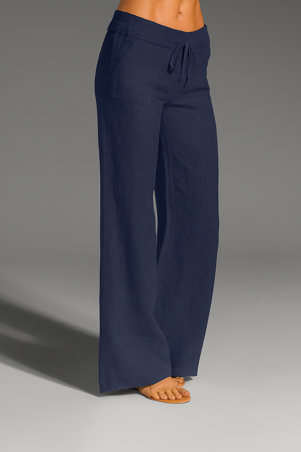 Florence | Polished Wide Leg Linen Pants with Drawstring Waist