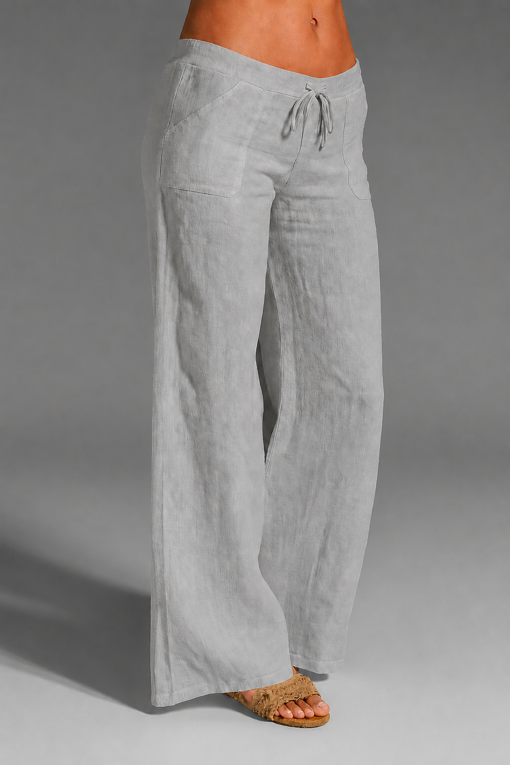 Florence | Polished Wide Leg Linen Pants with Drawstring Waist