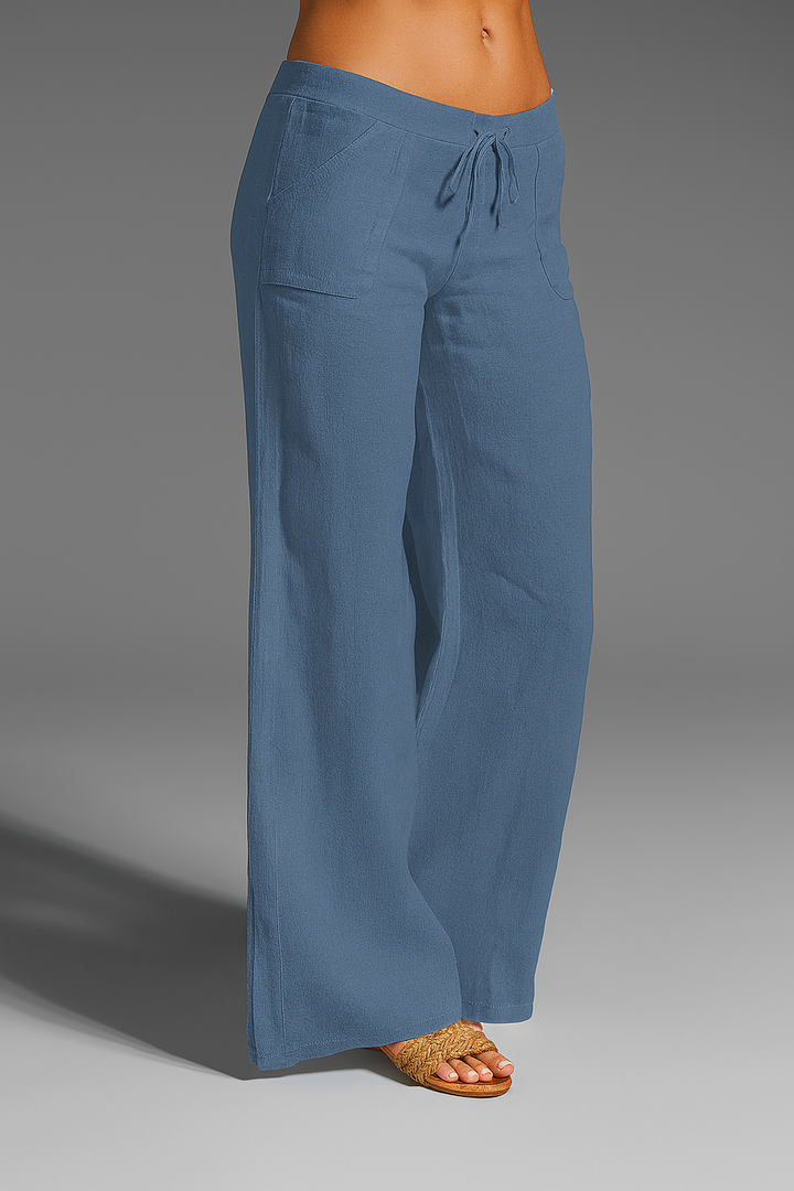 Florence | Polished Wide Leg Linen Pants with Drawstring Waist