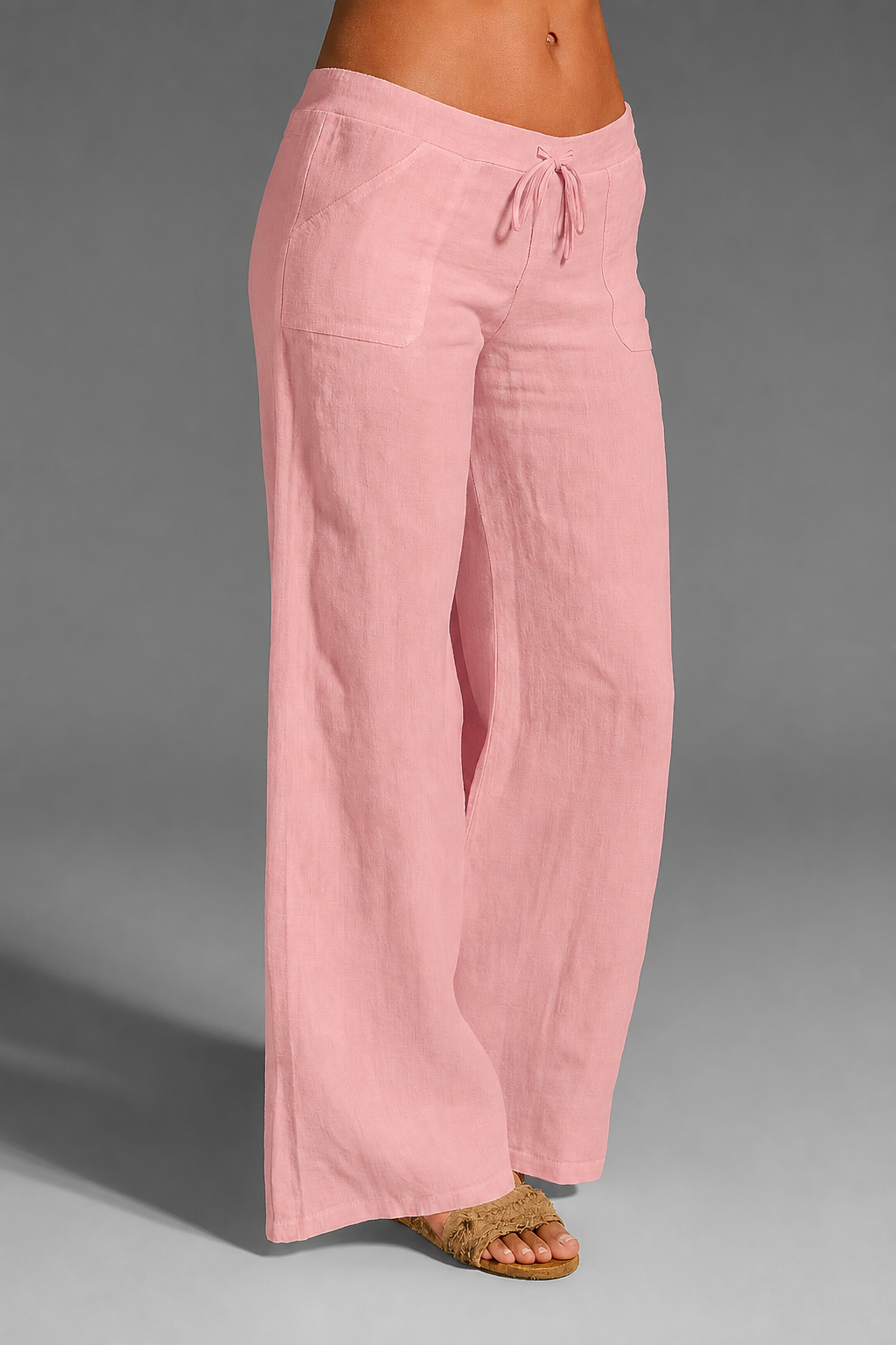 Florence | Polished Wide Leg Linen Pants with Drawstring Waist