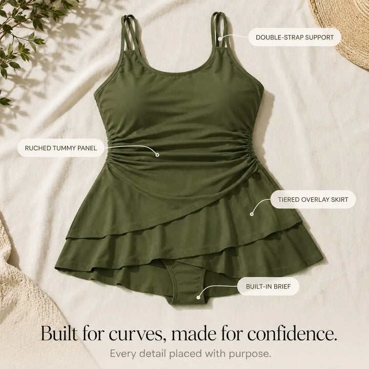 Florence | Ruched Tiered One Piece Swim Dress