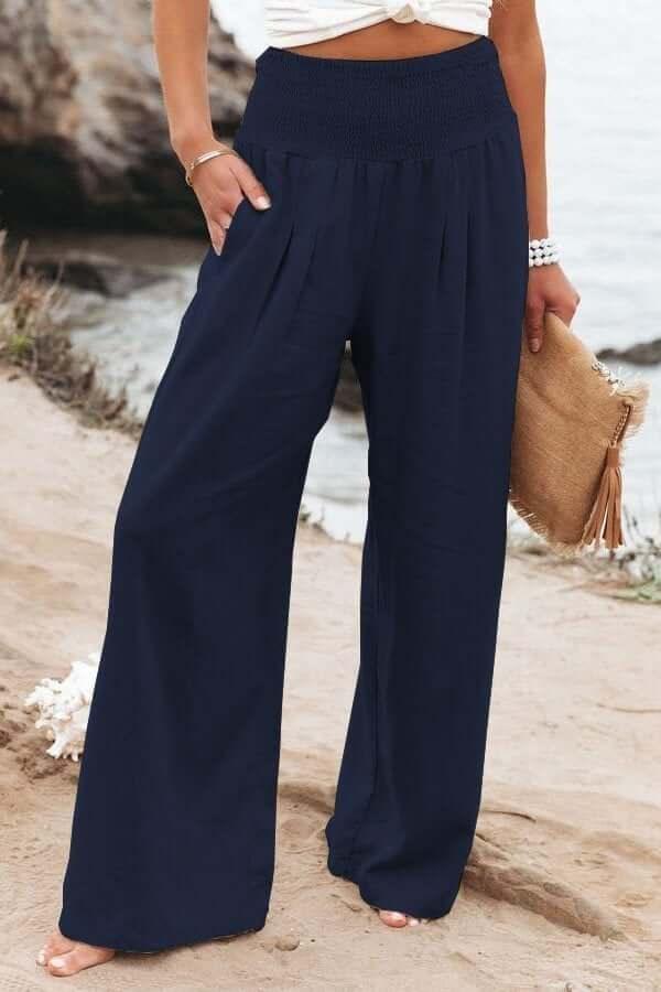 Florence | Timeless Wide Leg Smocked Linen Pants