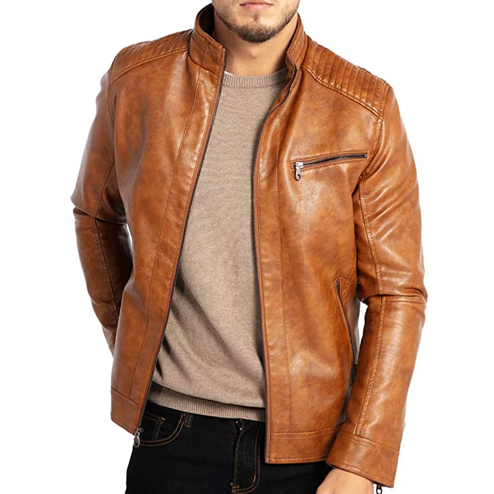 Flynn | Refined Quilted-Shoulder Moto Leather Jacket