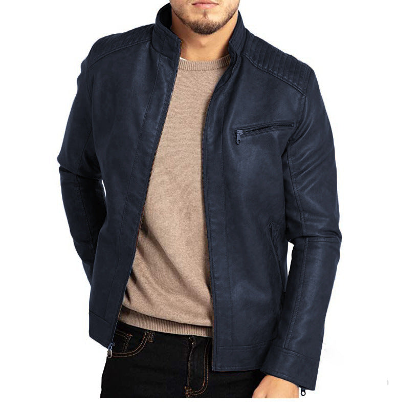 Flynn | Refined Quilted-Shoulder Moto Leather Jacket