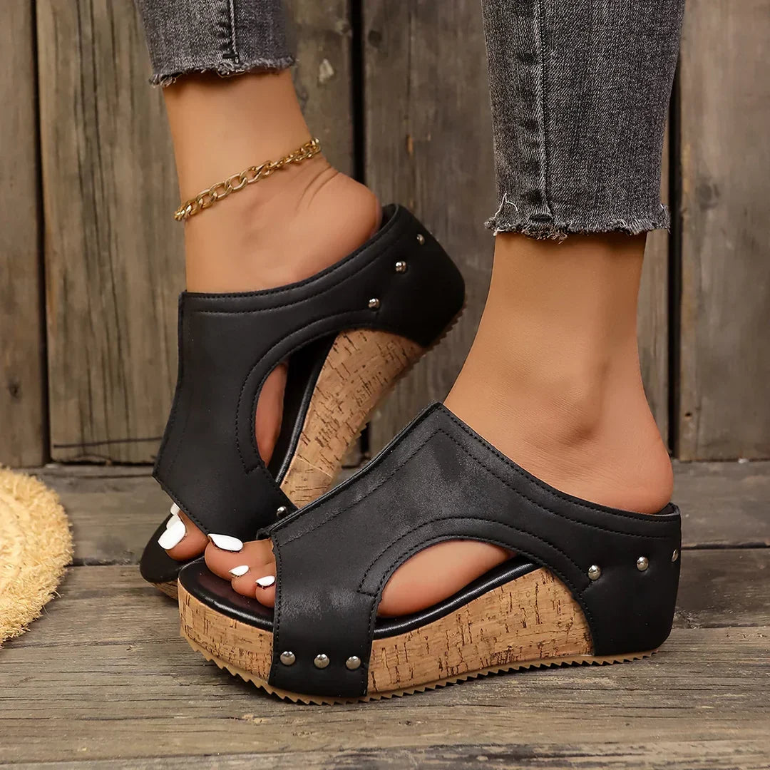 Frankie | Classic Cork Platform Wedge Sandals
