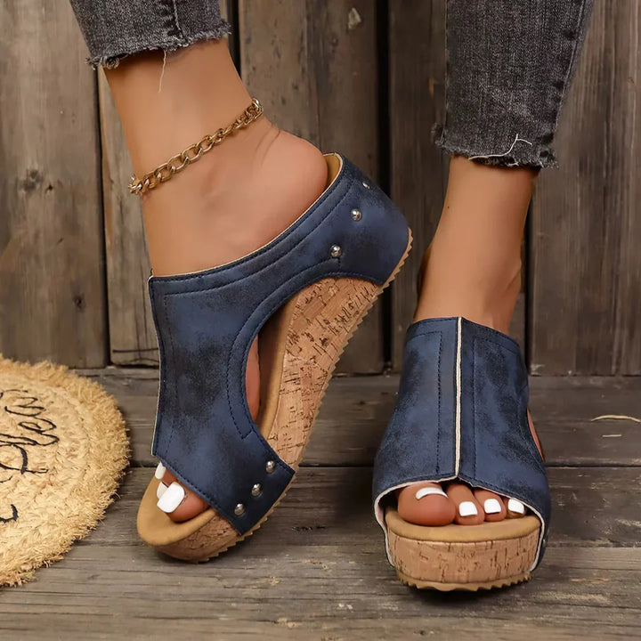 Frankie | Classic Cork Platform Wedge Sandals