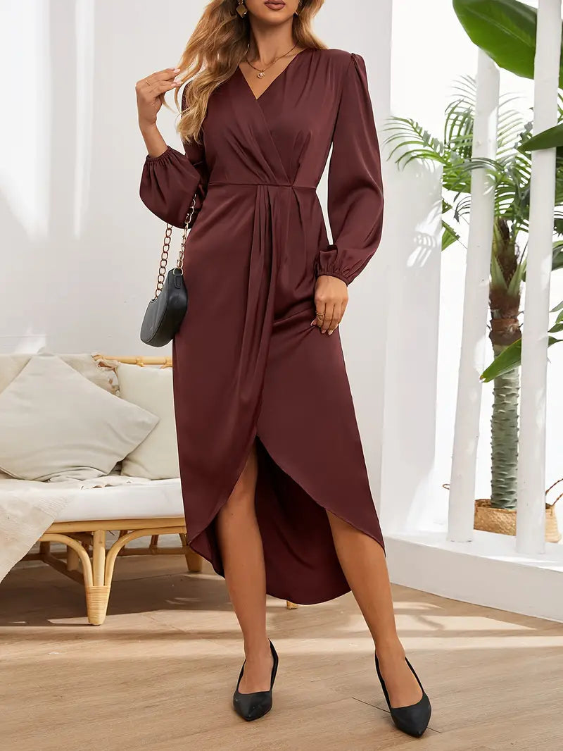 Frankie | Classic Long Sleeve Wrap Midi Race Dress