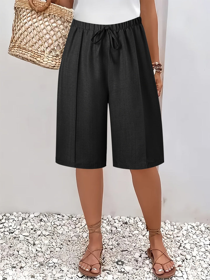Frankie | Classic Wide Leg Bermuda Shorts with Drawstring Waist