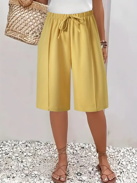 Frankie | Classic Wide Leg Bermuda Shorts with Drawstring Waist