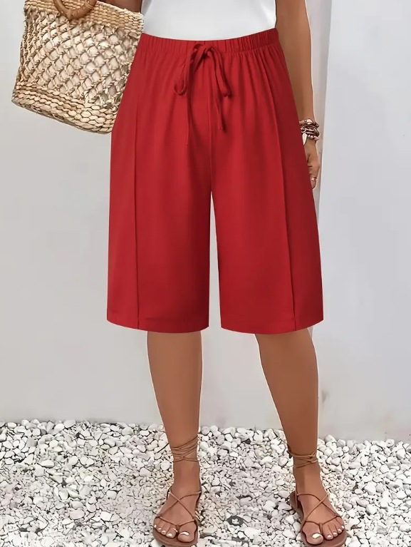 Frankie | Classic Wide Leg Bermuda Shorts with Drawstring Waist
