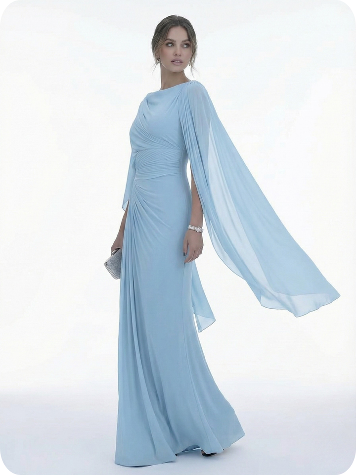 Frankie | Draped Cape Sleeve Maxi Races Dresses
