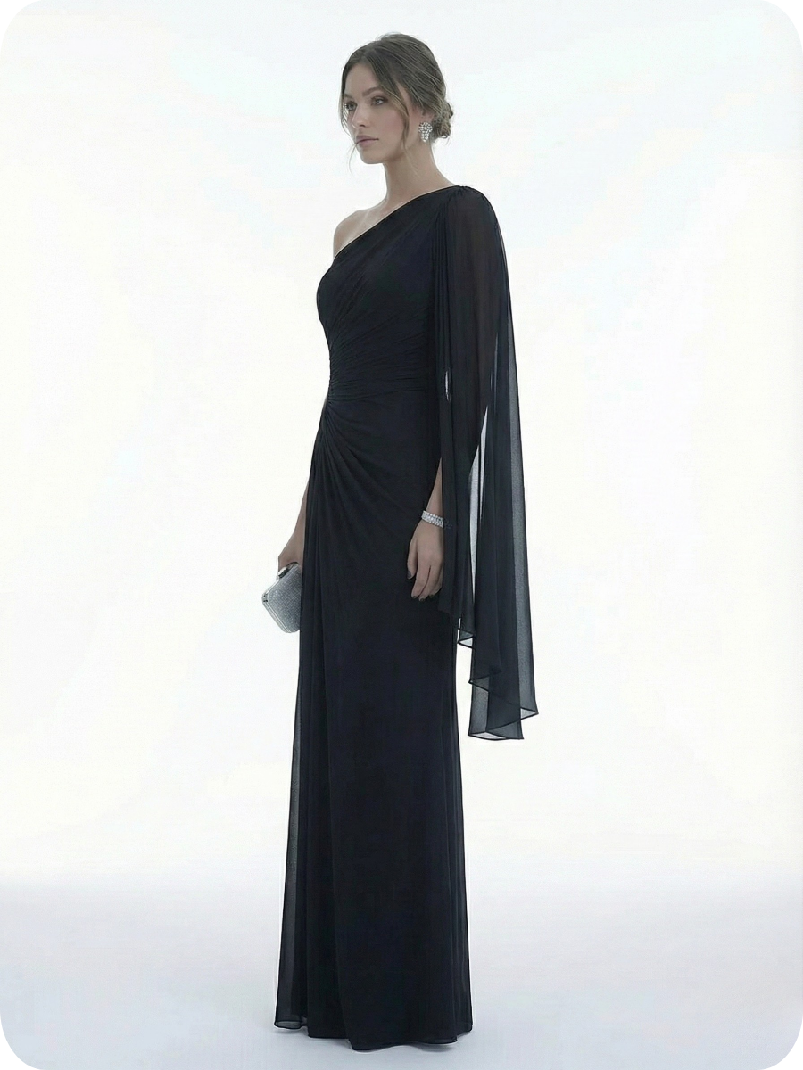 Frankie | Draped Cape Sleeve Maxi Races Dresses