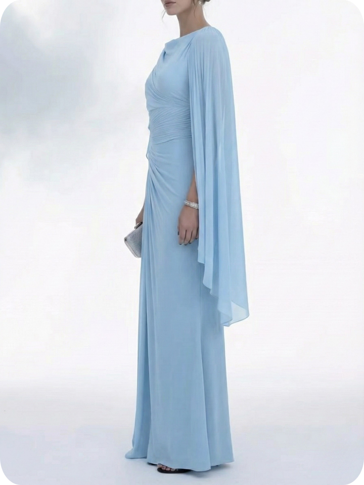 Frankie | Draped Cape Sleeve Maxi Races Dresses