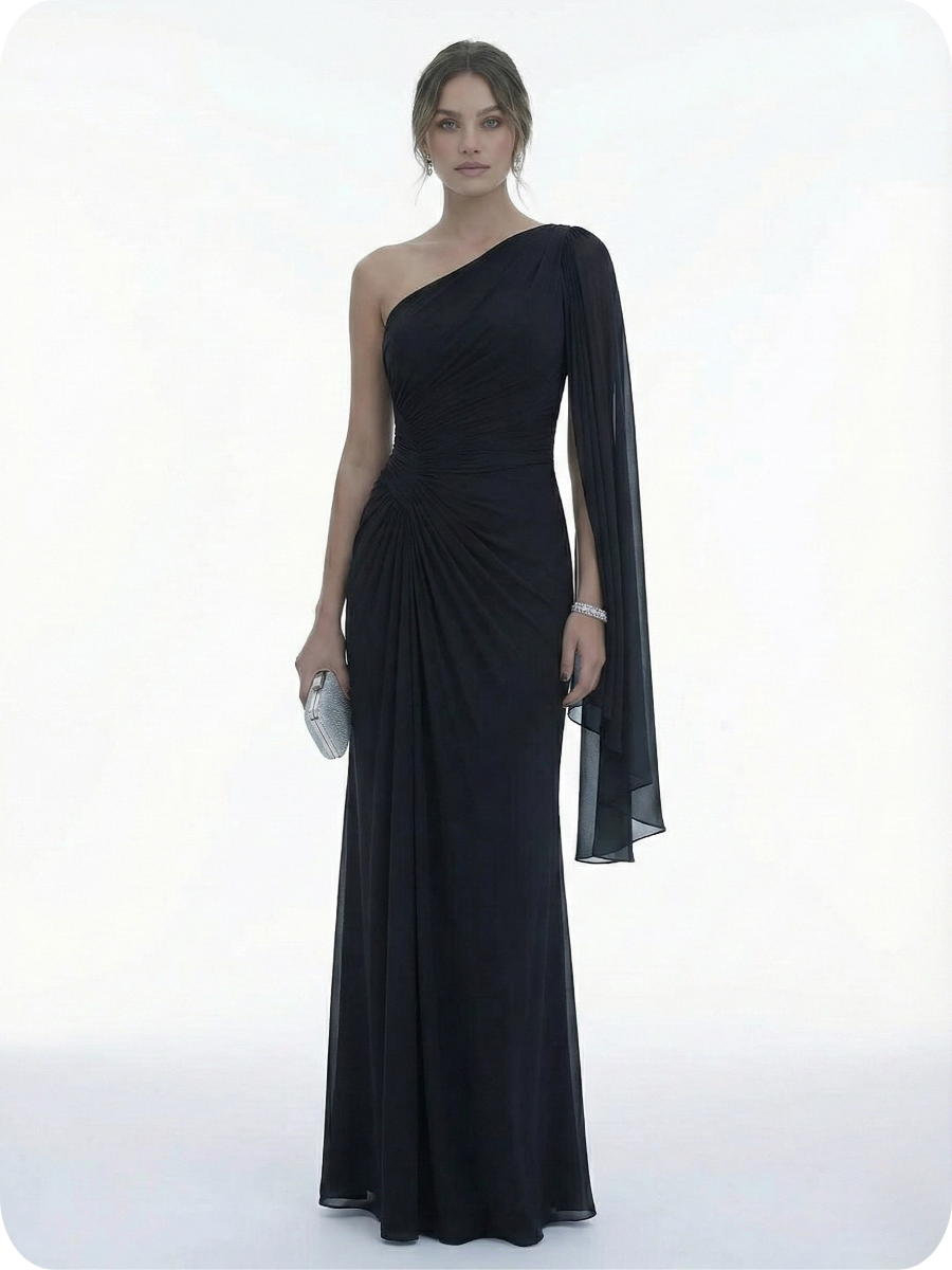 Frankie | Draped Cape Sleeve Maxi Races Dresses