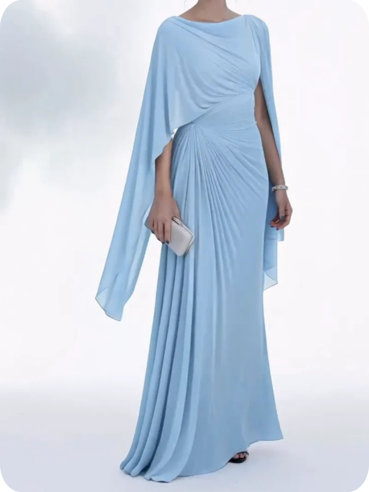 Frankie | Draped Cape Sleeve Maxi Races Dresses