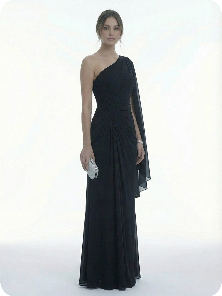 Frankie | Draped Cape Sleeve Maxi Races Dresses