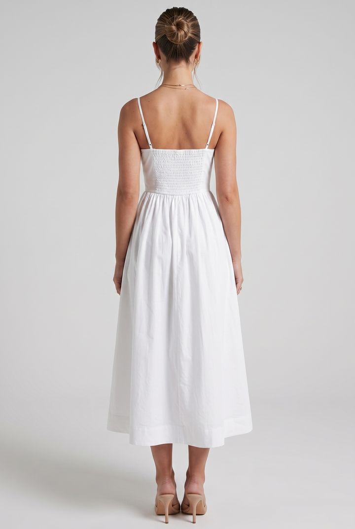 Frankie | Elegant A Line Midi Dress with Square Neck