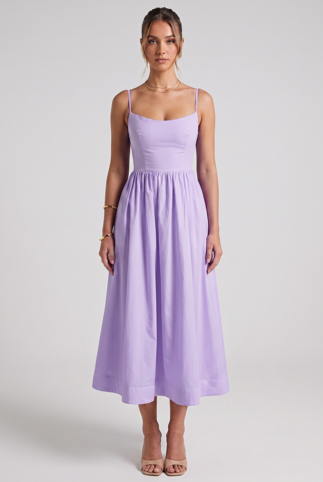 Frankie | Elegant A Line Midi Dress with Square Neck