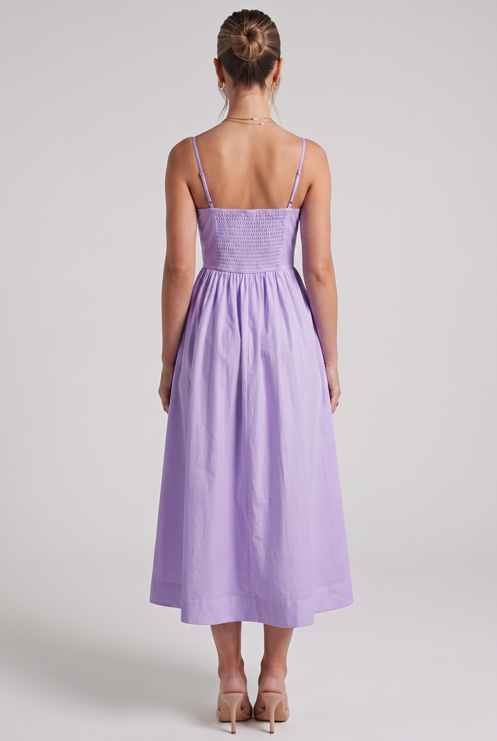 Frankie | Elegant A Line Midi Dress with Square Neck