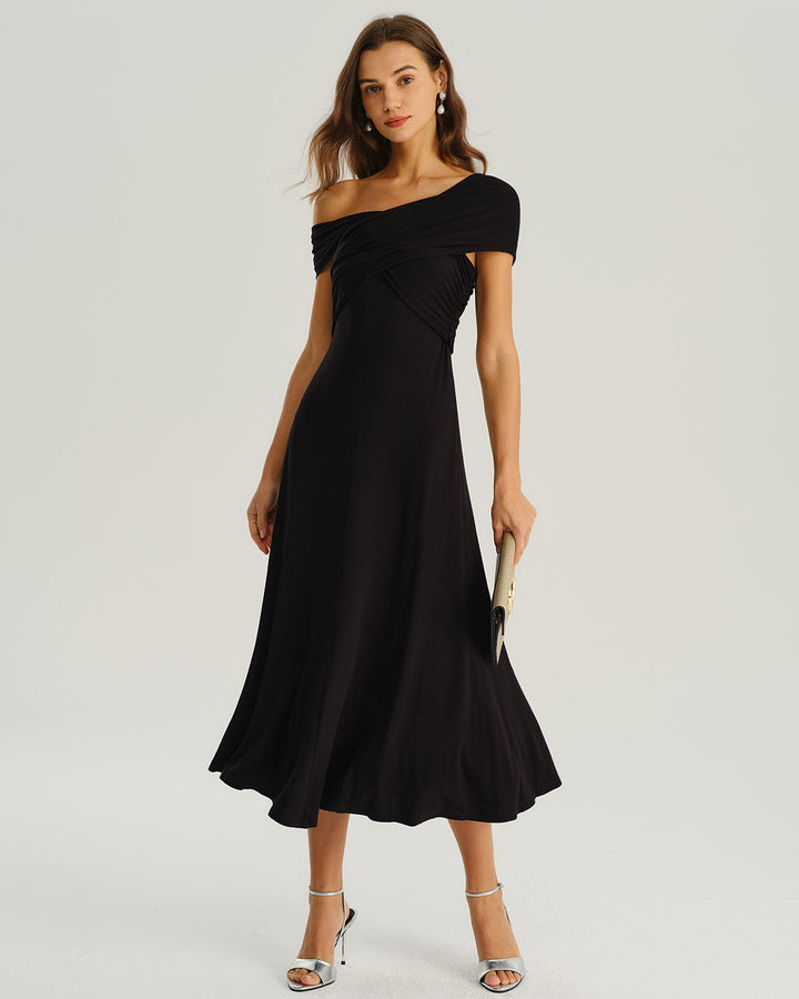 Frankie | Polished One Shoulder A-Line Midi Dress
