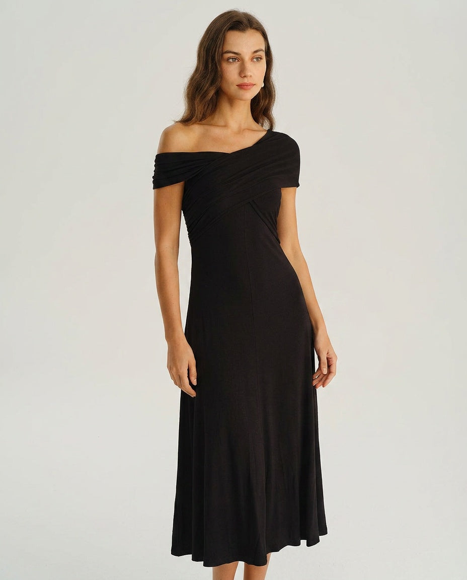 Frankie | Polished One Shoulder A-Line Midi Dress