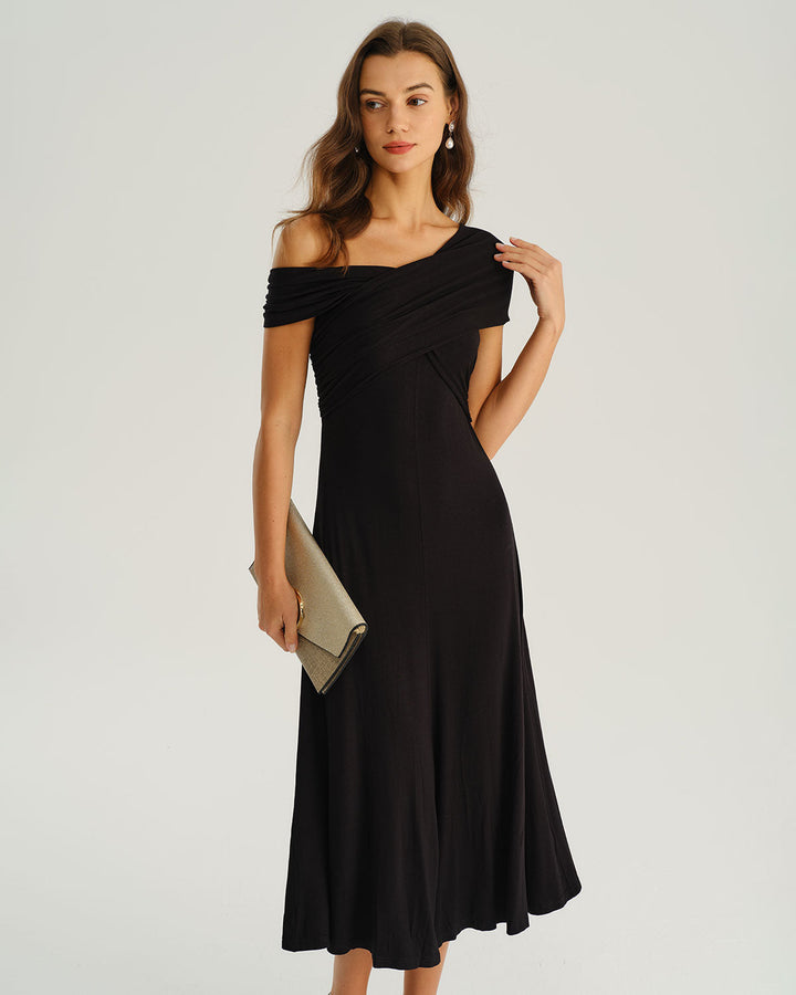 Frankie | Polished One Shoulder A-Line Midi Dress