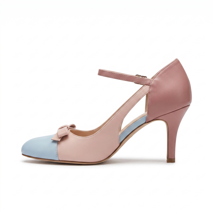 Frankie | Refined Bow Detail Ankle Strap High Heels