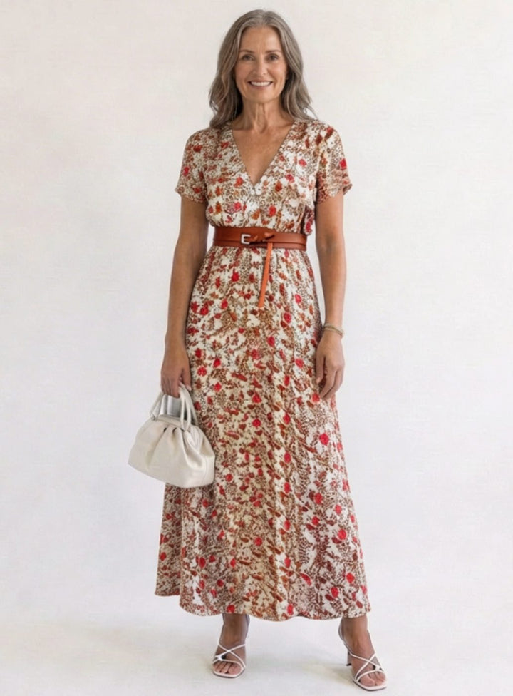 Frankie | Sophisticated Paisley V-Neck Maxi Summer Dresses