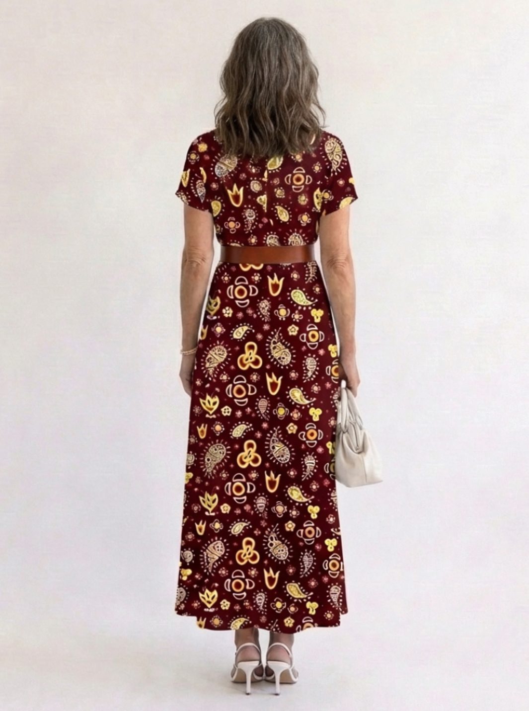 Frankie | Sophisticated Paisley V-Neck Maxi Summer Dresses