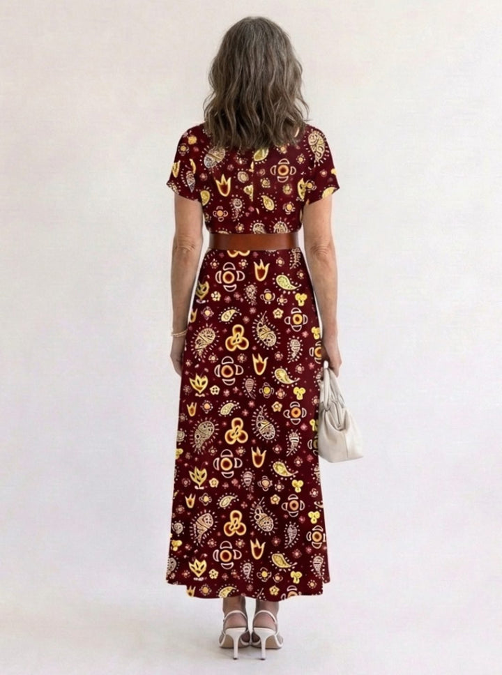 Frankie | Sophisticated Paisley V-Neck Maxi Summer Dresses