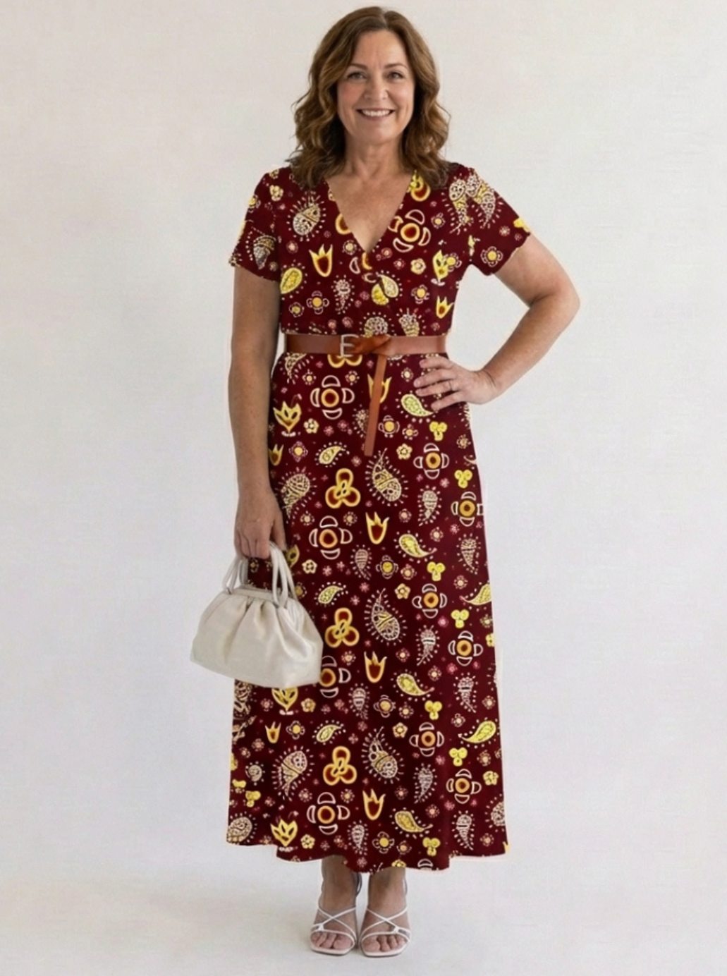 Frankie | Sophisticated Paisley V-Neck Maxi Summer Dresses