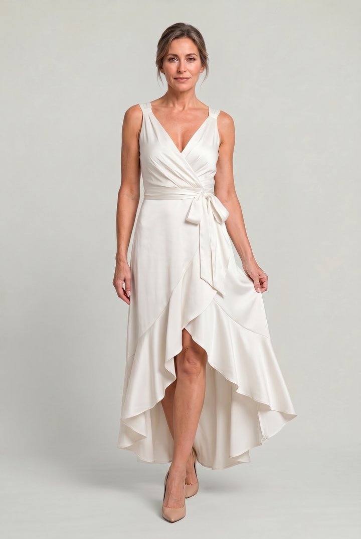 Frankie | Timeless Wrap V-Neck High-Low Cocktail Dress